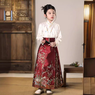Girls' Hanfu Spring Daily Street Style Chinese Fashion Children's Ancient Ming Dynasty Half Skirt New Chinese Style