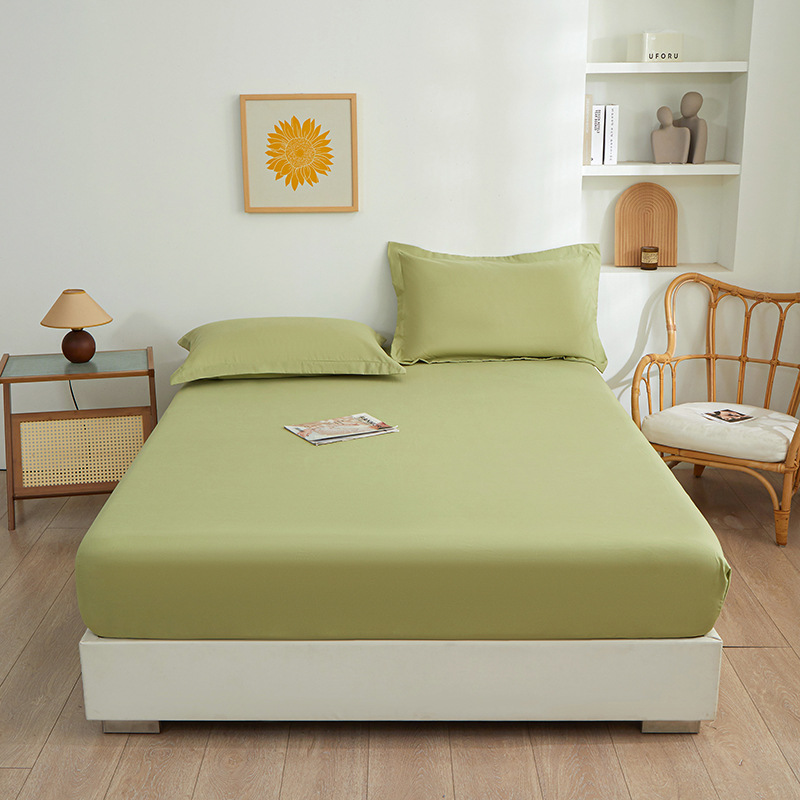 Soft Washed Cotton Fitted Sheet Set - Hypoallergenic Bed Skirt Protector With Non-Slip Design, Minimalist Solid Color For Mattress Cover_voghion.com