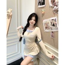 纯欲甜美辣妹风两件套连衣裙女收腰显瘦短裙2024秋季新款女装裙子