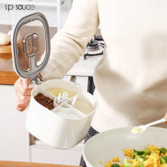 Sp sauceキッチン調味料ボックスセット四格一体塩缶家庭用多格蓋付き収納調味料ボックス