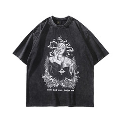 TKPA American retro hip-hop west coast spoof print vintage washing old hip-hop trendy short-sleeved T-shirt