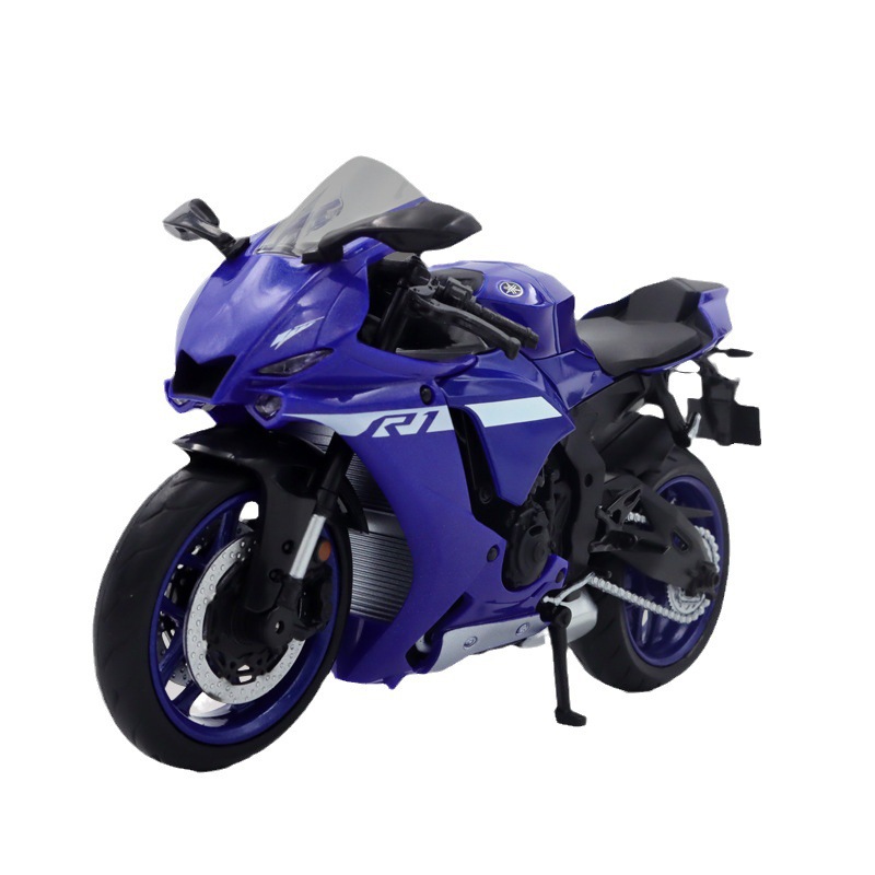 Hacer modelo de coche de aleación 1:12 Yamaha YZF-R1M motocicleta deslizante sin cinturón sonido y luz modelo de coche de juguete