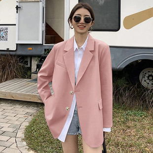 Pink Suit Jacket Women's 2023 Spring and Autumn New Korean Style Loose Design Sense Casual Elegant Suit Top Women