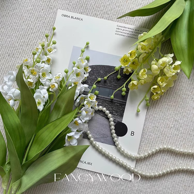 Pequeña flor de viento ins fresca lirio de los valles arreglo floral artificial ramo de mano material campanilla de viento flor falsa mesa de comedor conjunto de boda