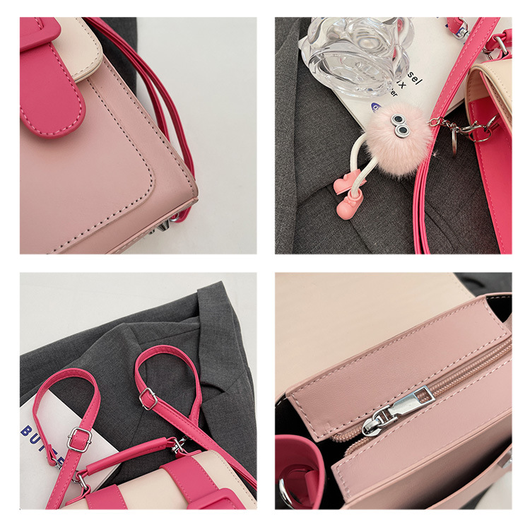 2024 New Women's Backpack Student Handbag Popular Color Contrast Splicing Large Capacity Commuting Outgoing Small Backpack_voghion.com