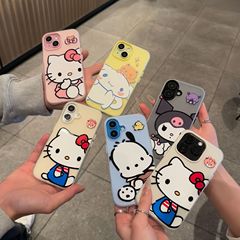 卡通kt三丽鸥表情适用苹果16promax肤感磨砂手机壳iPhone15/14/17