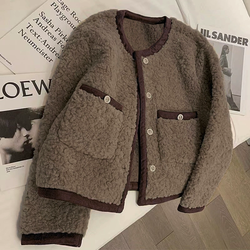 Little Xiangfeng овечья шерсть короткое пальто женское осеннее и зимнее утолщение высокого темперамента