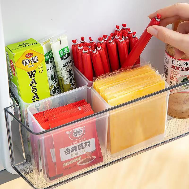 日式透明冰箱側門收納盒桌面文具化妝品分類整理盒可壁掛式收納盒