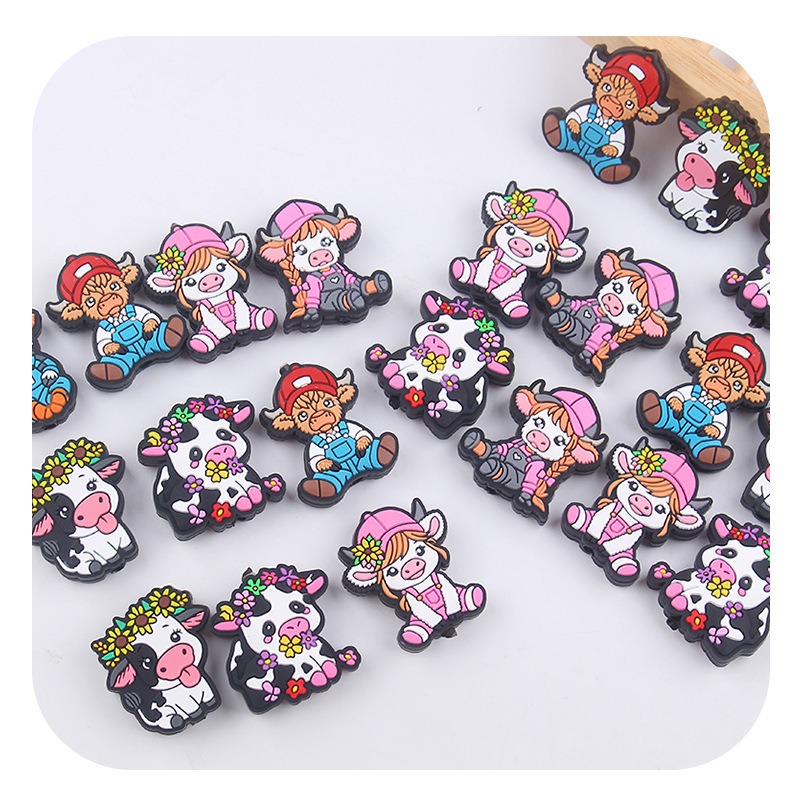 Nuevos artículos para madres y bebés animales de dibujos animados bueyes cuentas de silicona creativas DIY tetas cadena de pulseras juguetes accesorios de goma de techo