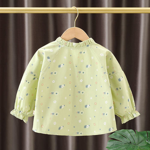 Women's Baby Jacket, Doll Shirt, 10% Cotton Spring and Autumn Style, Stylish Children's Casual Floral Open Top Shirt