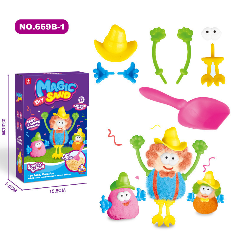 Factory Direct cute clown space sand colored clay suit DIY educational decompression toys non-stick hand cross-border wholesale