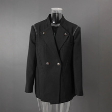 小众设计感2025年新款秋季撞色明线高级感气质两粒扣西装外套上衣