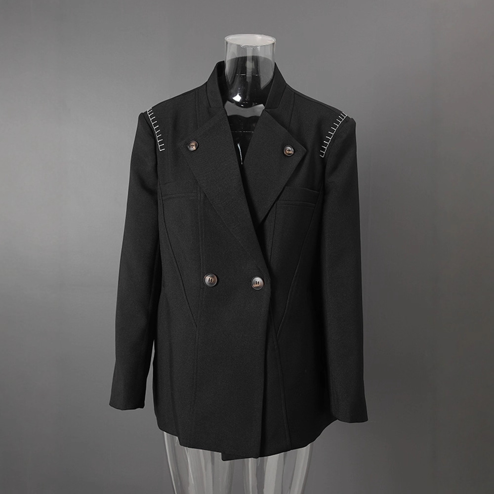 小众设计感2025年新款秋季撞色明线高级感气质两粒扣西装外套上衣