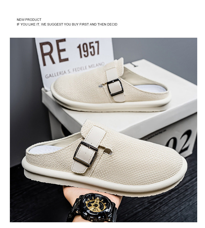 Dép sandal nam nửa gót không quai hậu, thoáng khí mùa hè, đế bằng nhẹ, size lớn 39–47 — BK 502m màu, BK 503m màu, BK 505m màu nâu, BK501 kaki chi tiết 28