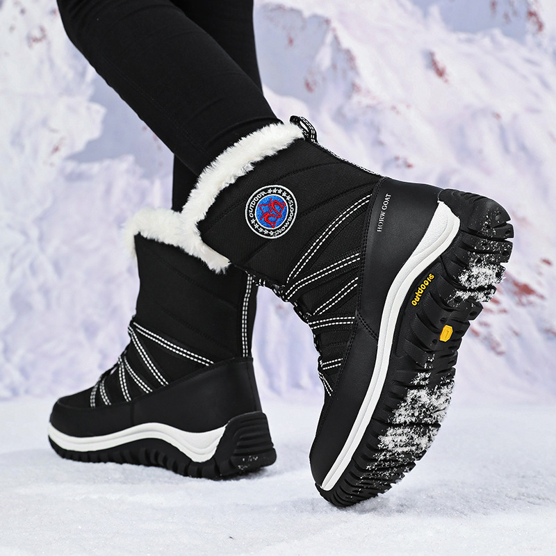 Fabricantes al por mayor botas de nieve impermeables antideslizantes para mujeres, calentamiento de algodón de alta calidad, botas de mujer Kayle Stone