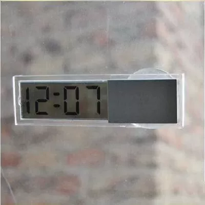 Transparent liquid crystal display thermometer car electronic clock air outlet type electronic watch with clip luminous (Car thermometer) - suction-cup-model-electronic-meter-without-luminous