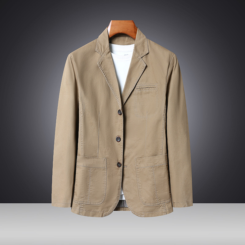 跨境休闲小西装男士春秋新款棉小西服便服单西宽松大码商务外套男