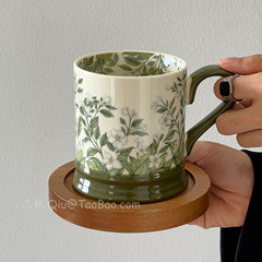 复古油画般茉莉花陶瓷杯马克杯大容量水杯子咖啡杯高颜值伴手礼物