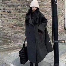 高级感赫本风毛呢外套女秋冬季2024新款中长款灰色呢子大衣小个子