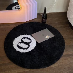 Black No.8 Imitation Cashmere Carpet Modern Simple Living Room Sofa Coffee Table Floor Mat Study Bedroom Bedside Blanket Dirt Resistant
