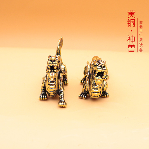  Year of the Rabbit crafts to attract wealth and good luck, male and female unicorn ornaments, brass solid auspicious beasts