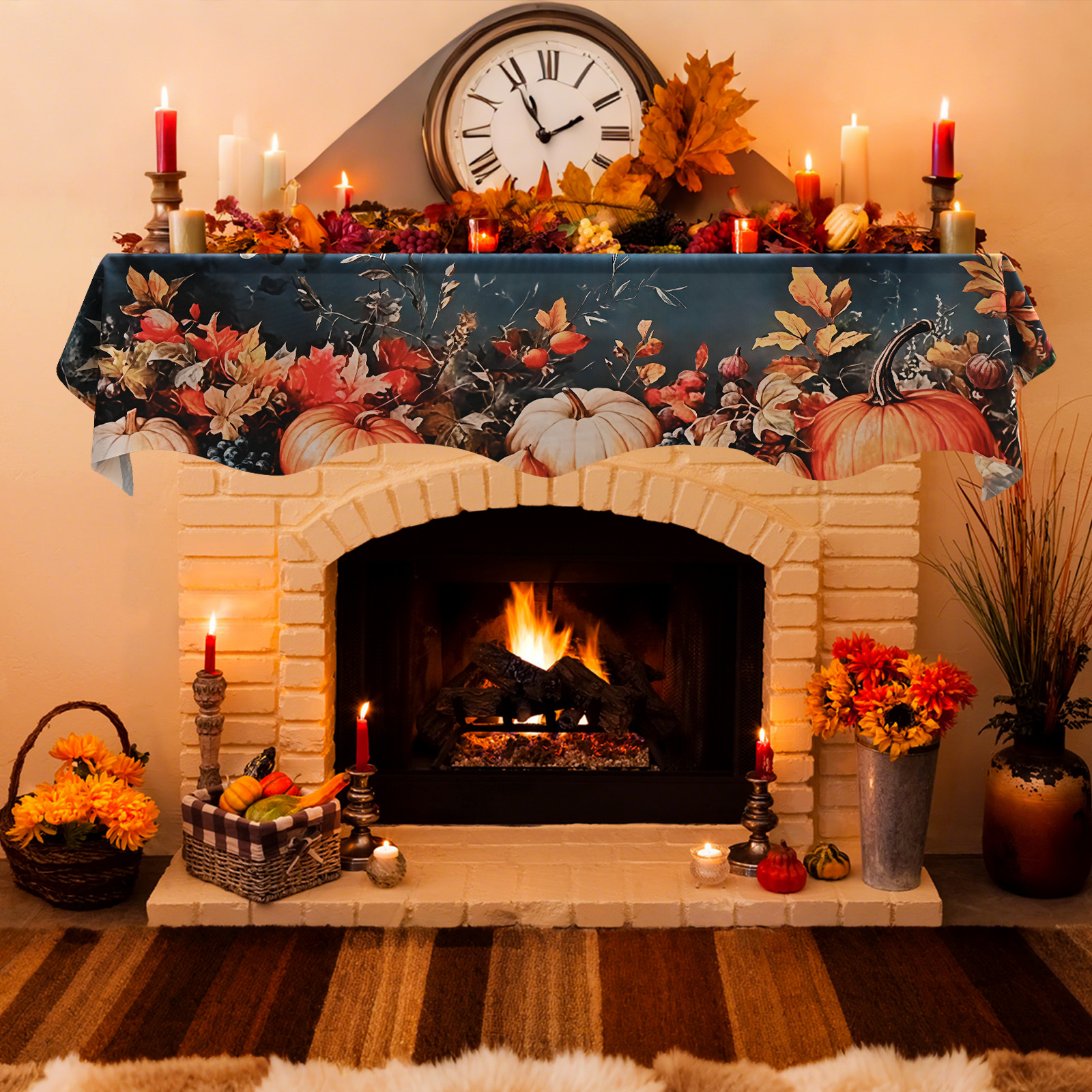 Transfronterizos para Halloween noche fiesta calabaza tabla bandeja hogar chimenea tabla decoración de tela
