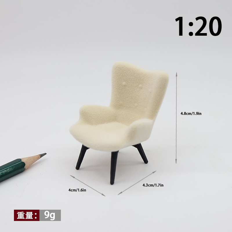 Modelo de sofá de flojo en miniatura de simulación de una sola persona, casa de muñecas, decoración en miniatura, muebles, modelo de sofá mini