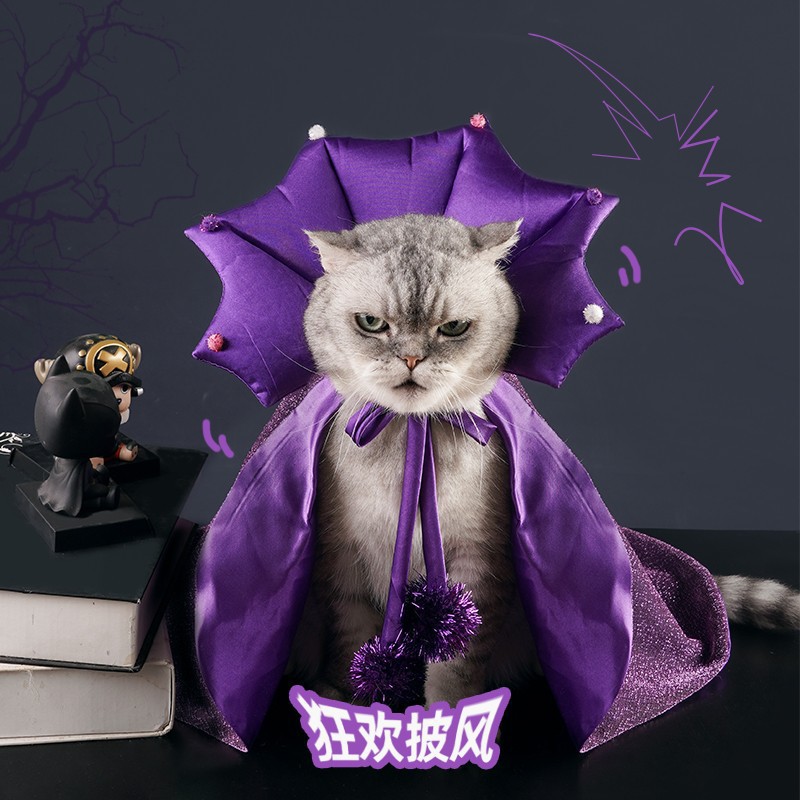 Capa para mascotas de Halloween transfronteriza, capa de gato, vestido de bruja, traje de transformación personalizado, murciélago, sombrero mágico