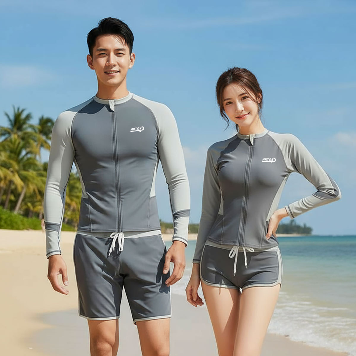 Couple Wetsuit Women's Split Slimming Suit Long-Sleeved Men's Surfing Suit Jellyfish Sports Sunscreen Hot Spring Swimsuit