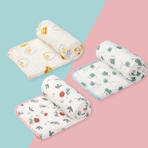 Baby washed gauze bath towel 6-layer pure cotton baby bath towel newborn cover blanket autumn and winter 90x90cm
