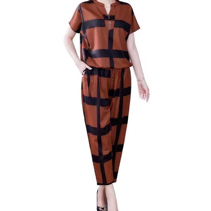 Summer New Style Women's Fashionable Casual Two Piece Set Loose Fit Plus Size Harem Pants_ecoleips.com