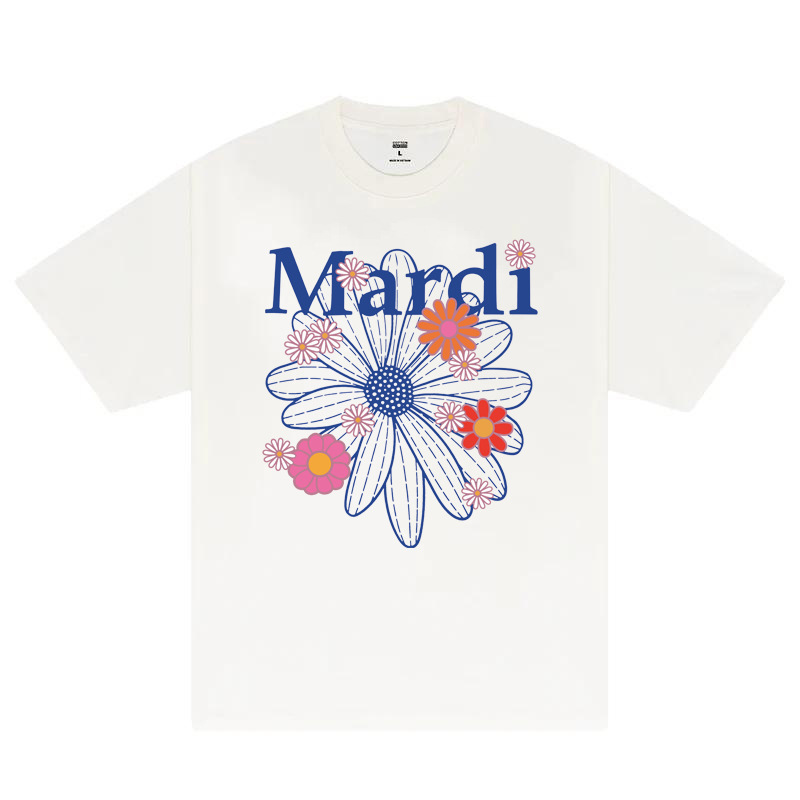 South Korea Mardi Short-sleeved T-shirt Little Daisy Dachshund Dog Printed Gold High Silver Same Style Pure Cotton Heavy T-shirt Foreign Trade