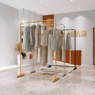 Clothing store display stand floor women's clothing shelf Golden Hanger display combination store side hanging special shelf