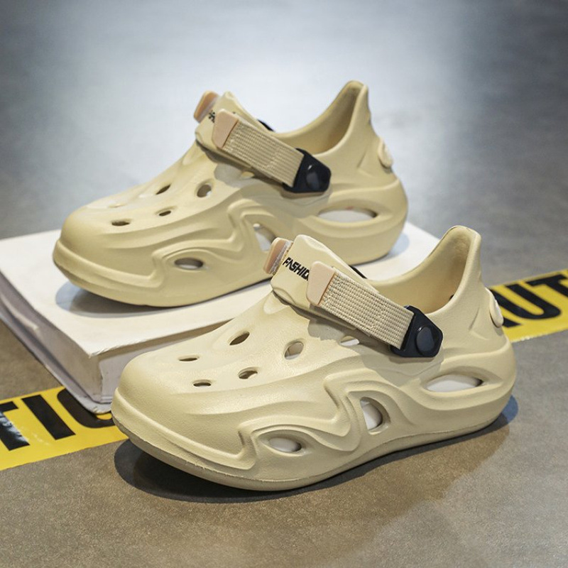 Zapatos con agujeros para padres e hijos verano nueva moda de doble capa suela gruesa zapatos para niños zapatos casuales transpirables zapatos de playa antideslizantes