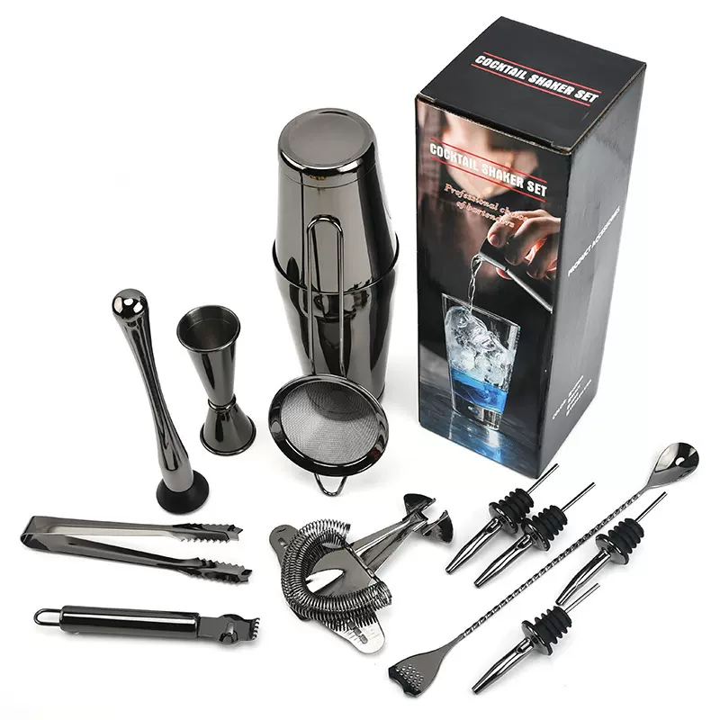 现货波士顿304不锈钢鸡尾酒调酒器战斗轰炸机滤冰器调酒工具套装