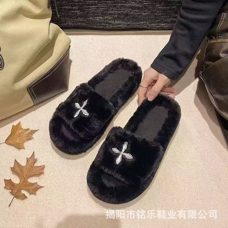 毛毛拖鞋女外穿春秋季新款网红超火ins潮夏季厚㡳防滑保暖棉拖女