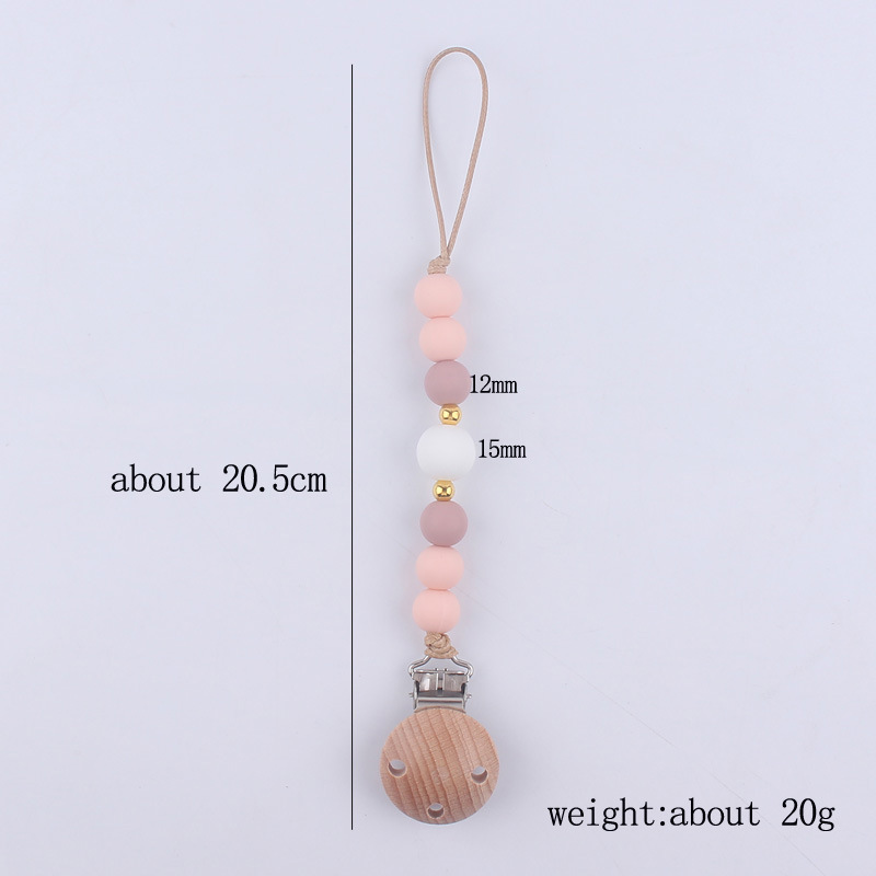 Nuevos suministros para bebés Beech clip calmante bebé DIY cuentas de silicona mordedura molar Cadena de pezón cadena anti-caída