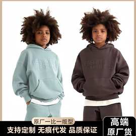 26跨境新款ESSENTIALS儿童秋冬加绒休闲童装男女童同款卫衣套头衫