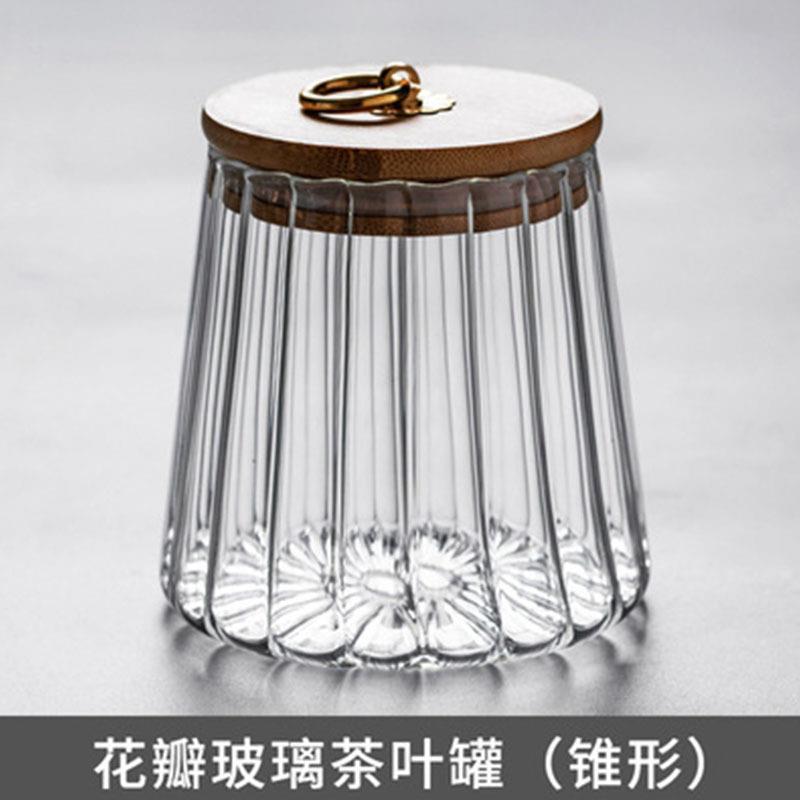 Tarro de vidrio de pétalo spot, frasco de vidrio sellado creativo, frasco de té, jarabe de gran capacidad de grado alimenticio para el hogar, almacenamiento a rayas