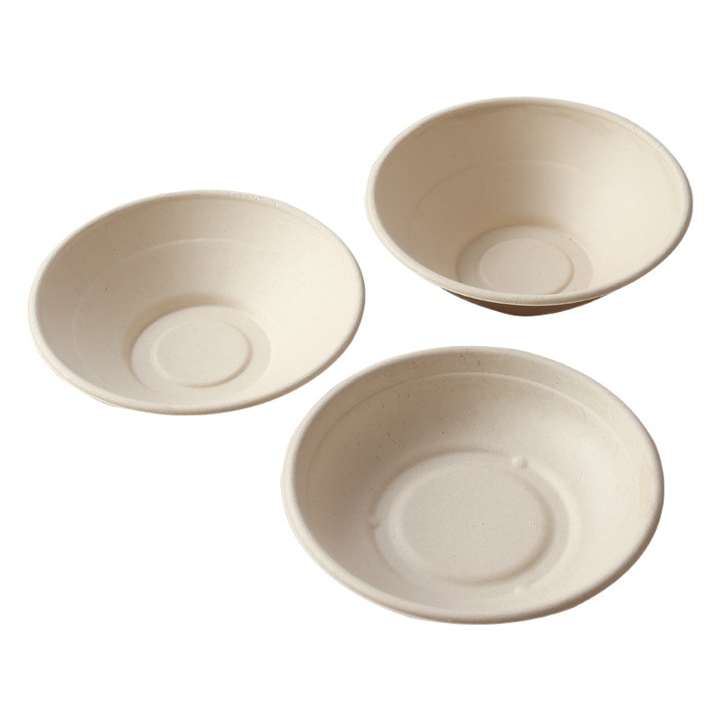 Vajilla de pulpa engrosada tazón redondo ensalada vegetariana caja de almuerzo desechable con tapa comida ligera Fitness para llevar caja de embalaje