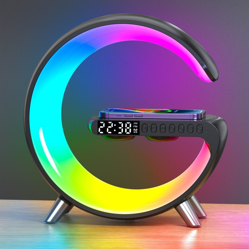 ワイヤレス充電bluetoothスピーカーランプ雰囲気ランプ重サブウーファLED付き小夜灯デスクトップ小音響プレゼント|undefined