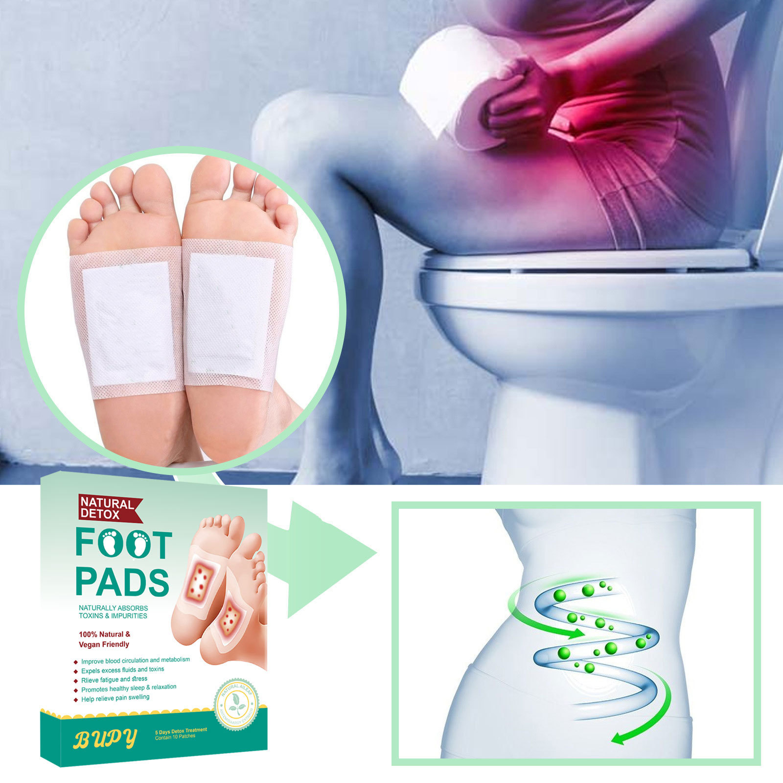 Mugwort and Ginger Foot Patches for All Skin Types 10 Piece Set
