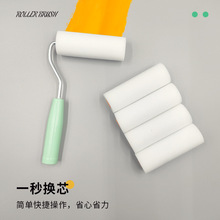 高密度4寸海绵滚筒刷艺术乳胶漆绘画水性油漆小拇指涂刷工具潮流