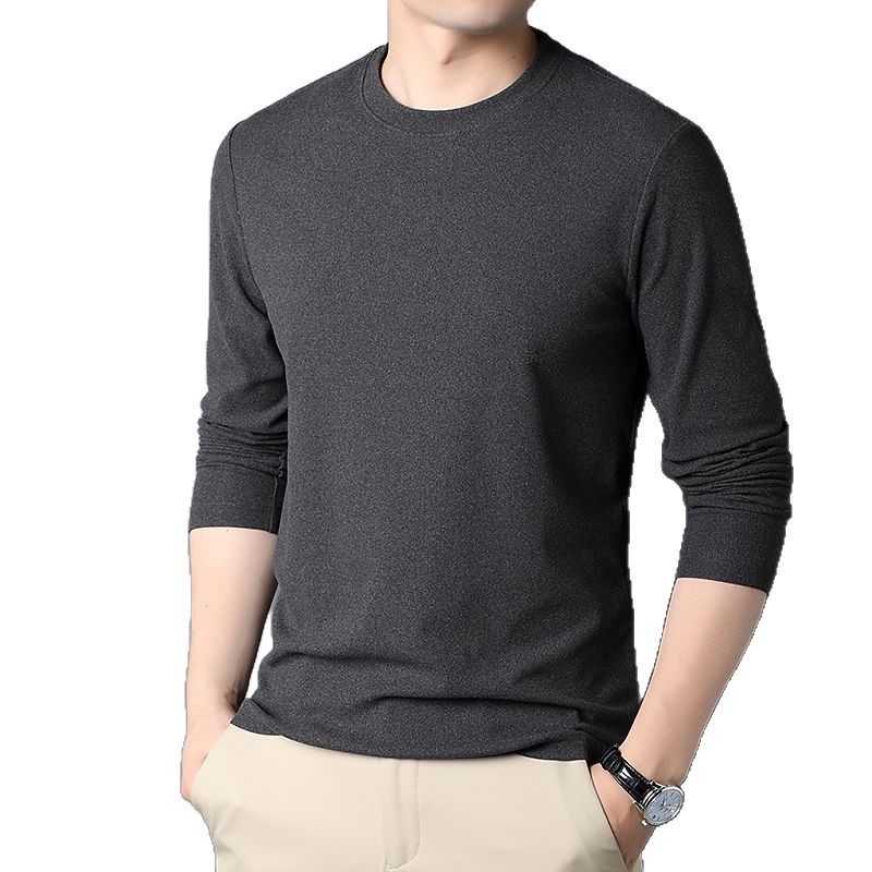 Source fabricante top camiseta larga otoño e invierno para hombres T delgado cuello redondo camisa de fondo ropa interior térmica de terciopelo alemán de doble cara