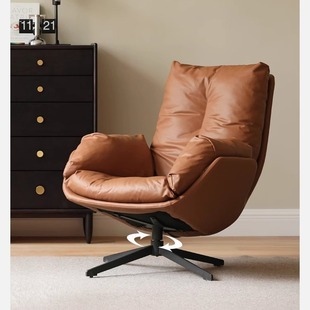 Italian minimalist designer single sofa genuine leather living room creative leisure tiger chair light luxury down lazy recliner