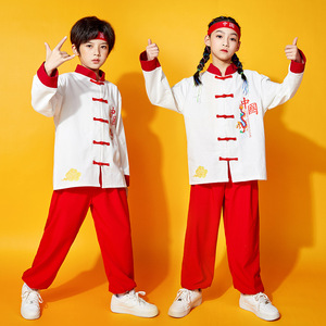 Children boys girls hiphop rapper dance costumes Chinese wind martial arts wushu performance uniforms games cheerleading Hip hop dance clothes for kids