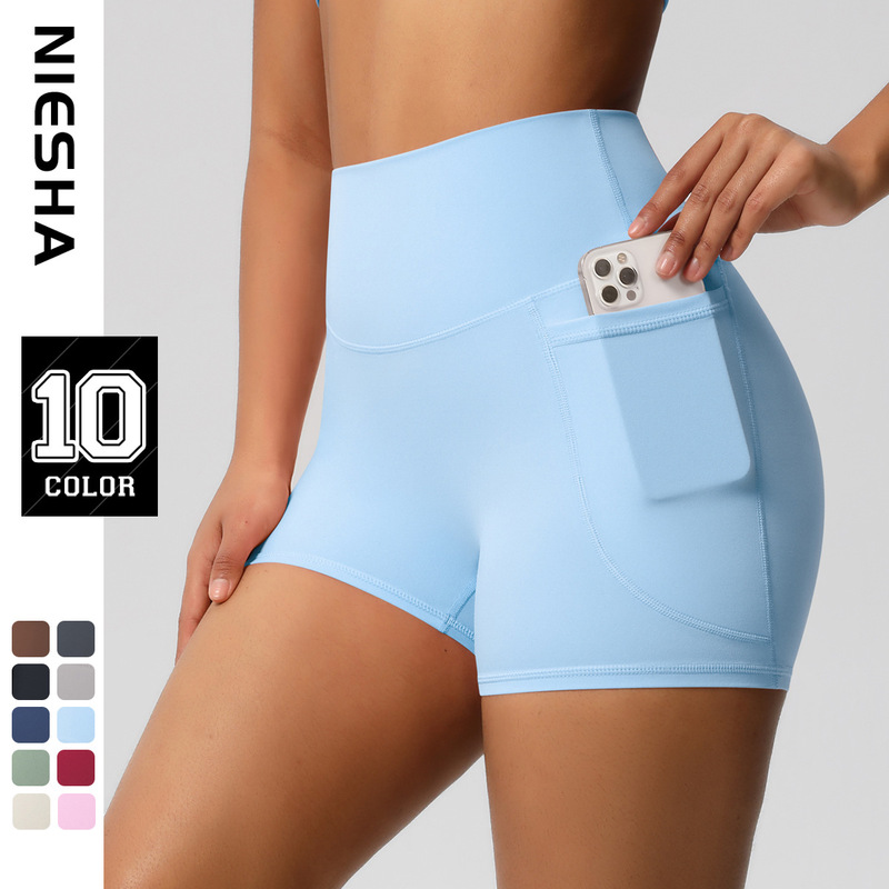 European and American Cross-border Pure Color Yoga Pants with Pocket Sports Fitness Three-part Pants Breathable High Waist Belly Yoga Shorts for Women European and American Cross-border Pure Color Yoga Pants with Pocket Sports Fitness Three-part Pants Breathable High Waist Belly Yoga Shorts for Women