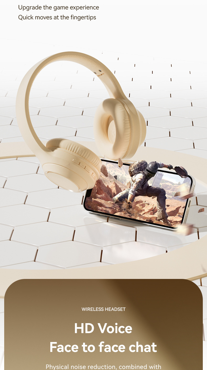 Wireless Bluetooth headset with long battery life, solid color plug-in earphones, mobile phones, Android tablets,_voghion.com
