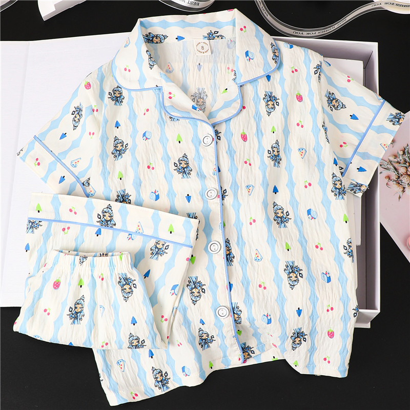 Comercio exterior niñas pijamas de verano nubes algodón mangas cortas delgadas para niños niñas de verano ropa de hogar mayorista