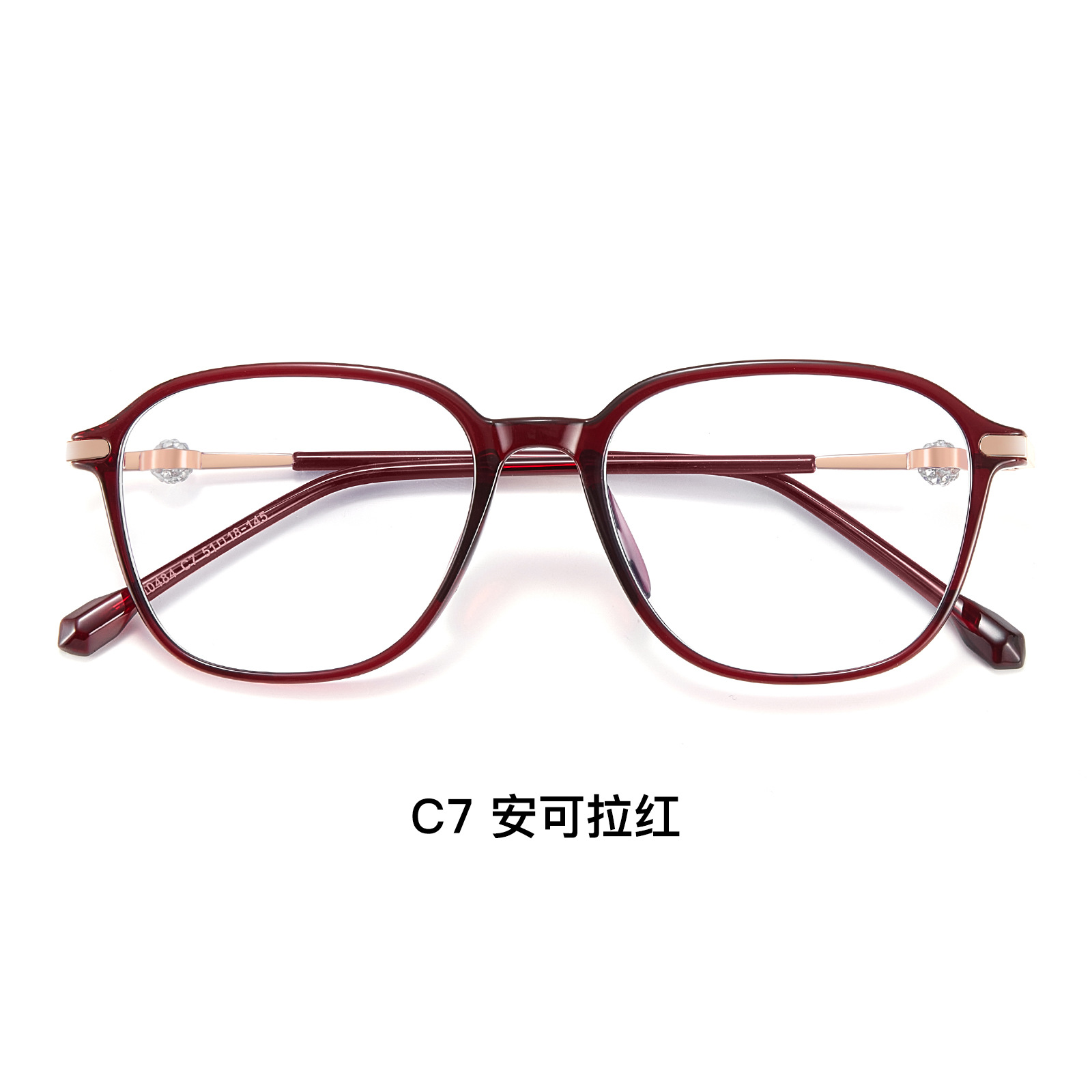 Jimmy Choo con el mismo marco de gafas rojas a prueba de luz azul, un marco de diamantes para hombres y mujeres de 4.5 mm de ancho con gafas de miopía